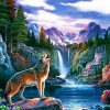 Wolf And Waterfall diamond painting