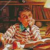 Young Boy Studying diamond painting