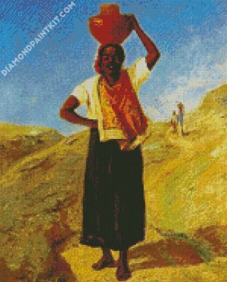 Woman Carrying Pitcher On Her head diamond painting