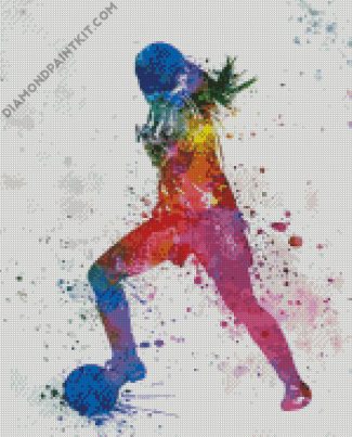 Abstract Colorful Fotball Girl diamond painting