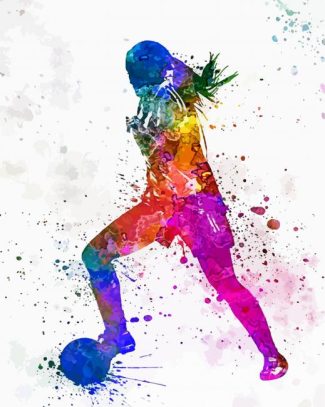 Abstract Colorful Fotball Girl diamond painting