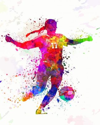 Abstract Girl Playing Soccer Diamond painting