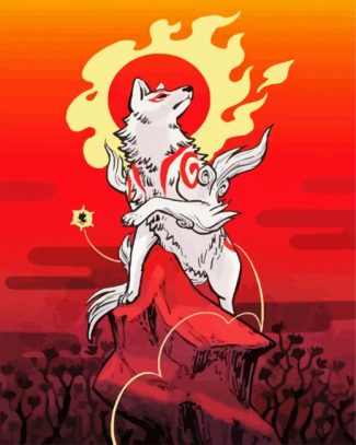 Aesthetic Okami Dog diamond painting