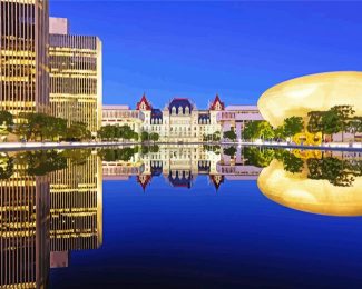 Albany NY Buildings Reflection diamond painting