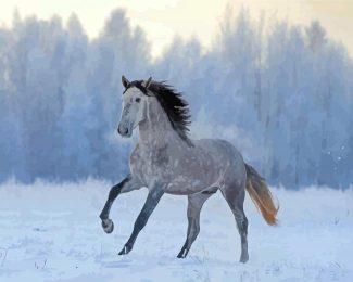 Andalusian Horse In The Snow diamond painting