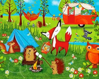 Animals In Camp diamond painting