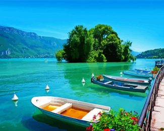 Annecy Lake Boats diamond painting