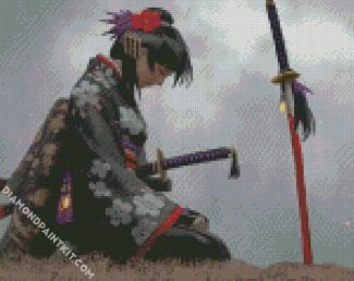 Asian Girl And Katana Sword diamond painting