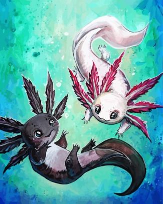 Black And Pink Axolotl diamond painting