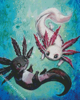 Black And Pink Axolotl diamond painting