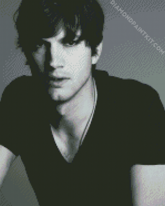 Black And White Ashton Kutcher diamond painting