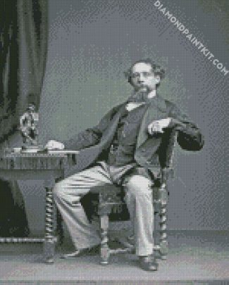 Black And White Charles Dickens diamond painting