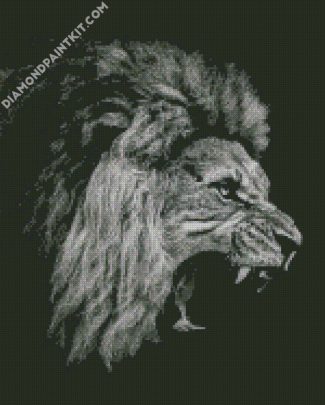 Black And White Roaring Lion diamond painting