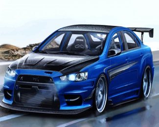 Blue Black Mitsubishi Lancer diamond painting