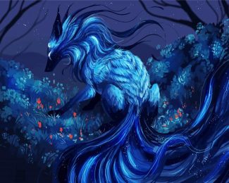 Blue Nine Tailed Fox diamond painting