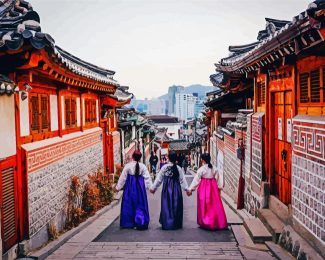 Bukchon Hanok Village Alley In Seoul diamond painting