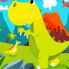 Cartoon Dinosaur Mother And Baby Diamond painting