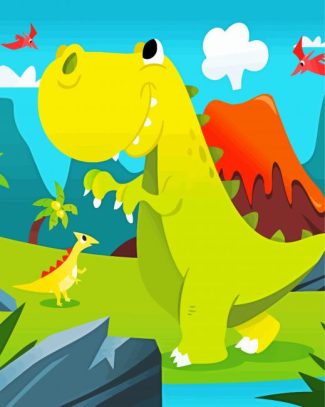 Cartoon Dinosaur Mother And Baby Diamond painting