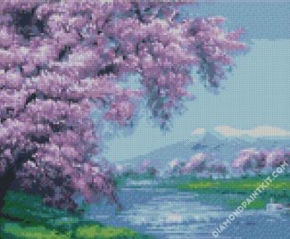 Cherry Blossom River diamond painting