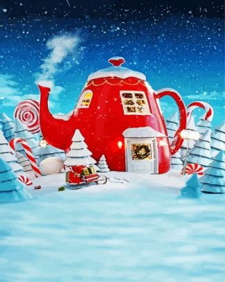 Christmas Kettle House diamond painting