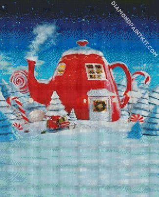 Christmas Kettle House diamond painting