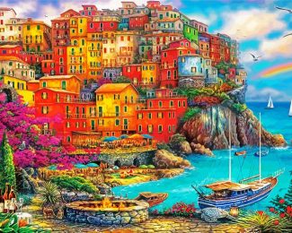 Cinque Terre Buildings diamond painting