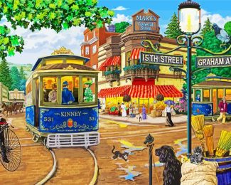 City Tram diamond painting