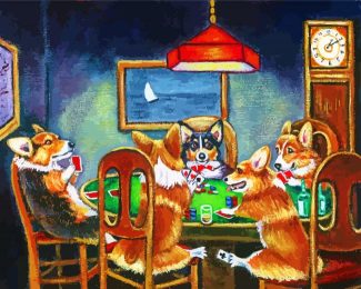 Corgis Playing Poker diamond painting