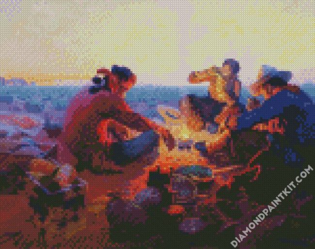 Cowboys Around The Camp Diamond painting