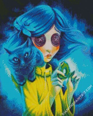 Creepy Coraline And Cat diamond painting