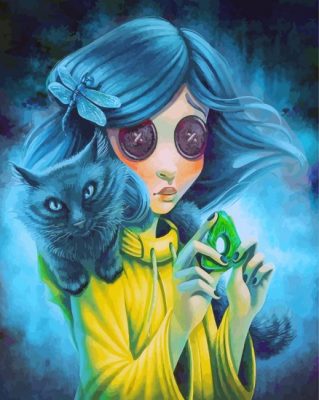 Creepy Coraline And Cat diamond painting