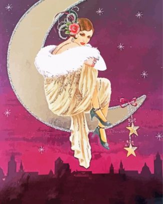 Deco Lady On Moon diamond painting