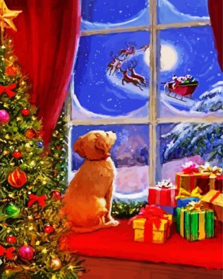 Dog In Christmas diamond painting