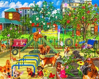 Dogs Playground diamond painting