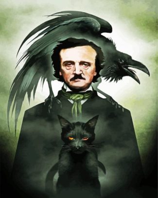 Edgar Allan Poe And Cat diamond painting