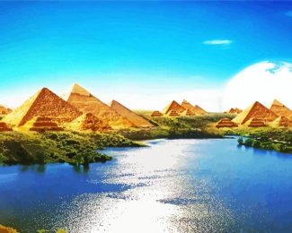 Egypt Pyramids Nile River diamond painting