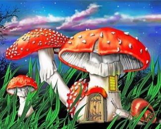 Fantasy Toadstools House diamond painting