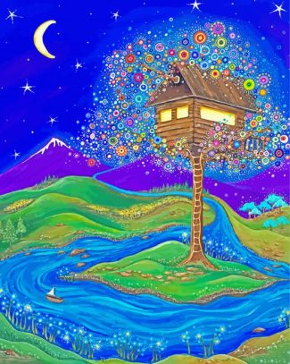 Fantasy Tree House Art diamond painting