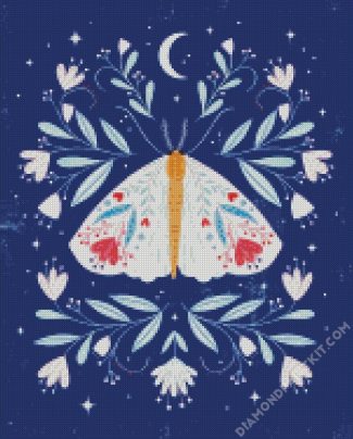 Floral Moth Butterfly diamond painting