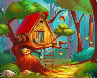 Forest Tree House diamond painting