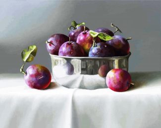 Fresh Plums In Bowl diamond painting