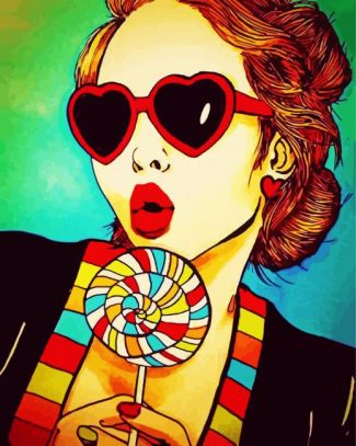 Girl Eating Lollipop diamond painting