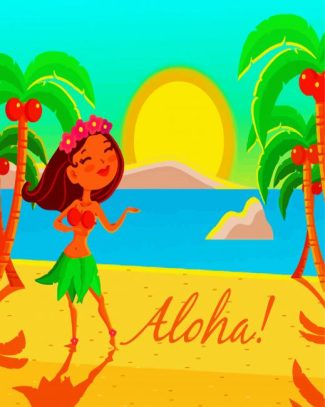 Girl In Aloha diamond painting