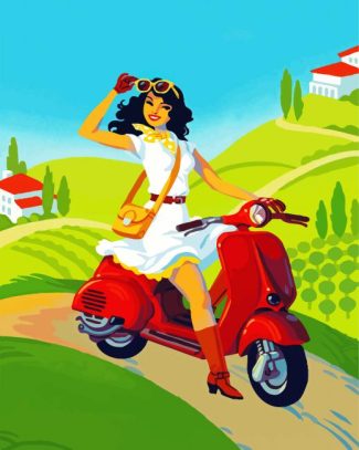 Girl On Lambretta Scooter diamond painting