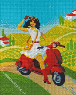 Girl On Lambretta Scooter diamond painting