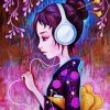 Girl Wearing Headphones diamond painting