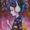 Girl Wearing Headphones diamond painting