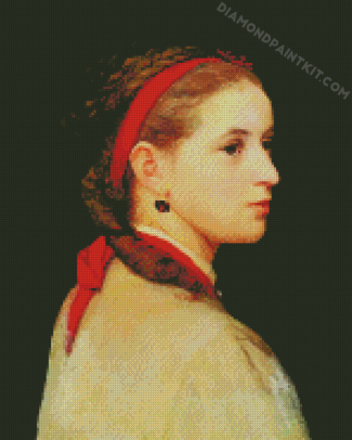 Girl With Red Ribbon diamond painting