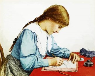 Girl Wrinting Letter diamond painting