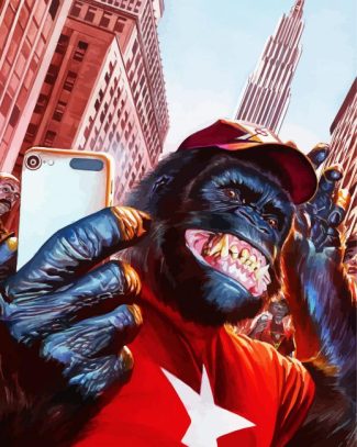 Gorilla Taking Selfie diamond painting